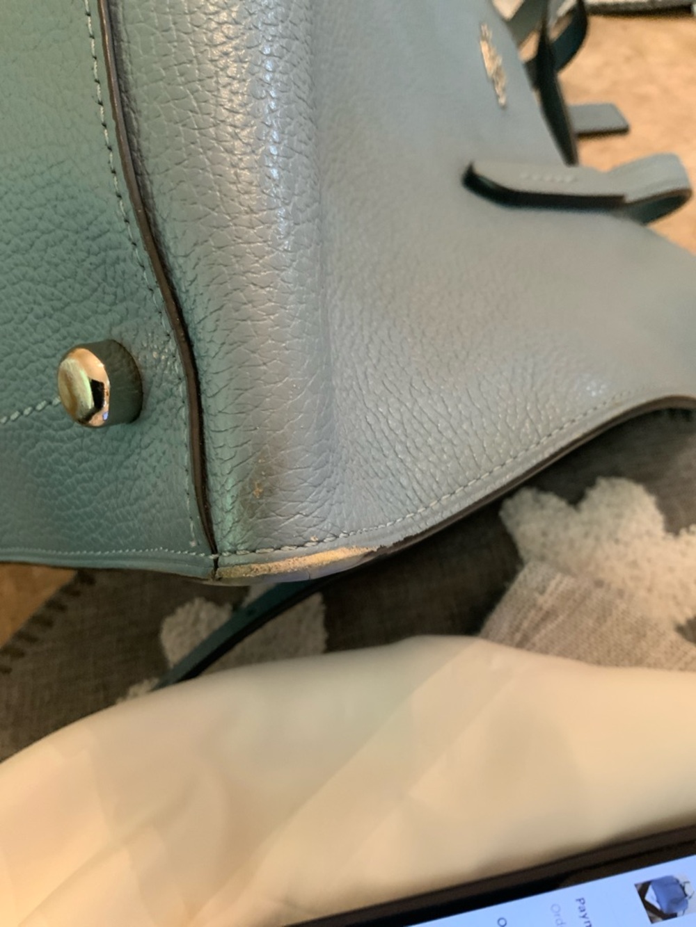 Coach Charlie Pale Blue Pebbled Leather Tote with Removable Strap - Picture 15 of 16